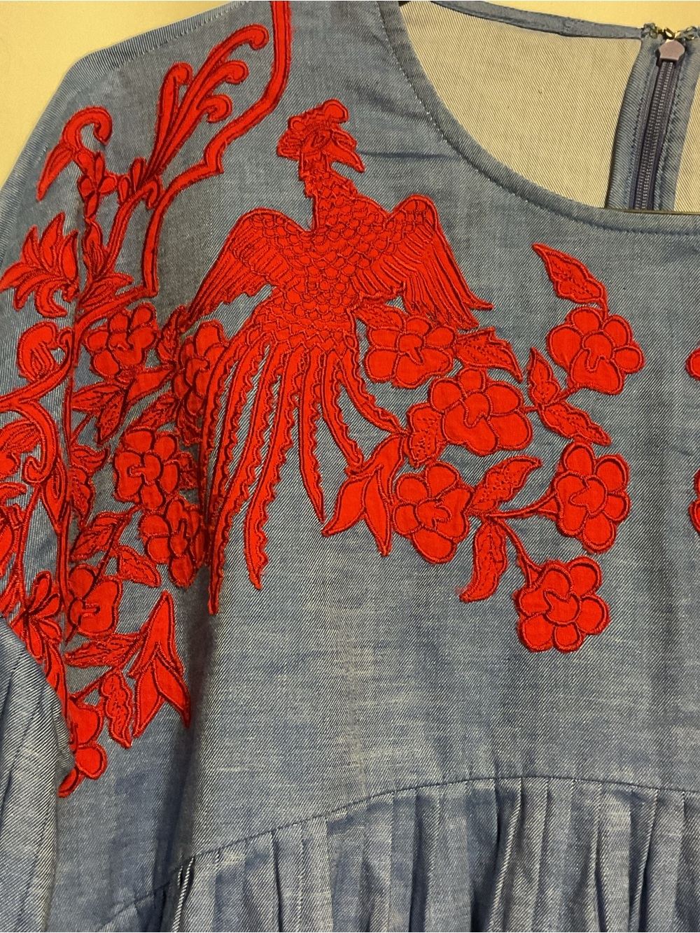 Anthropologie Hemant & Nandita Lianna Embroidered Chambray top - Picture 4 of 10